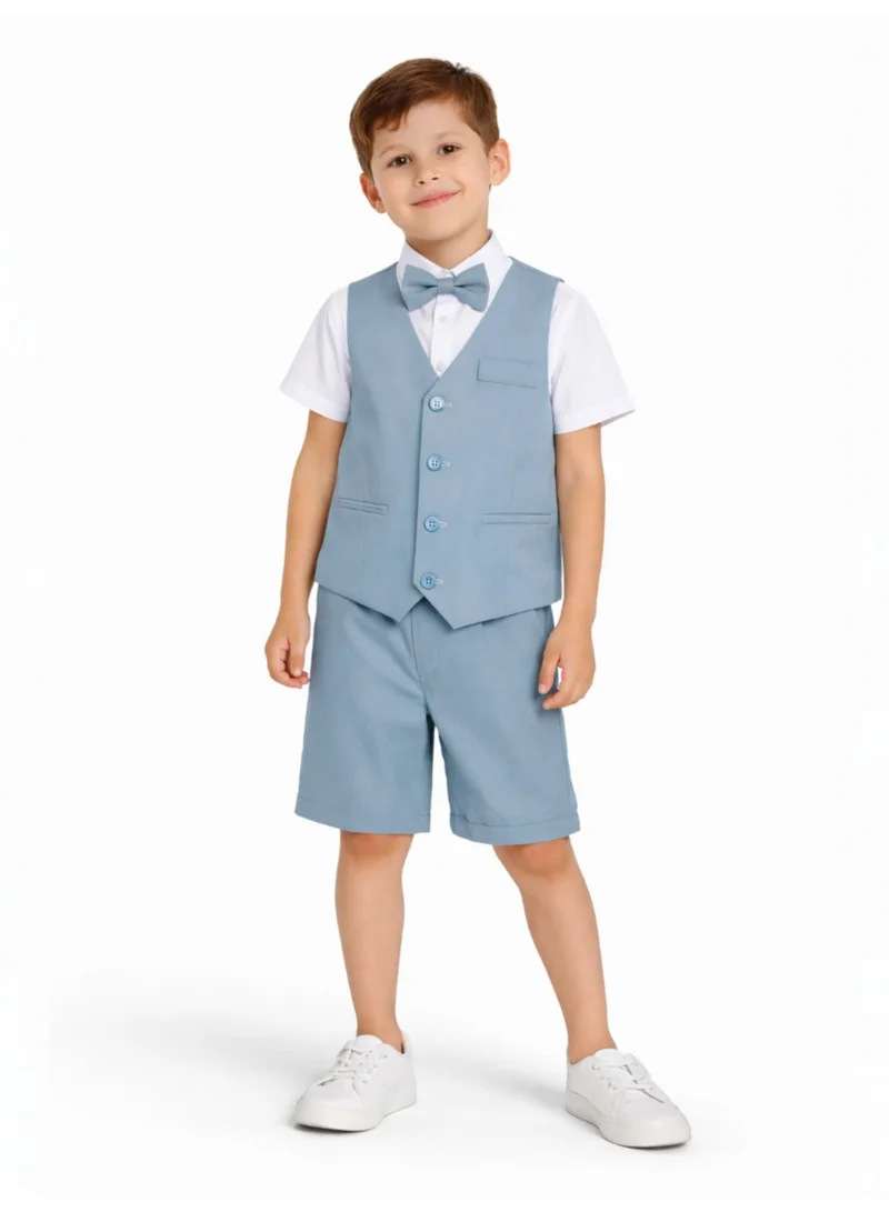 Victor And Jane  Boys 4 Pc set Waistcoat, Shirt, Shorts & Bow Tie Set for Men | Best Price UAE